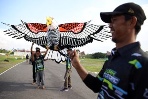 鮮やか凧、空を舞う