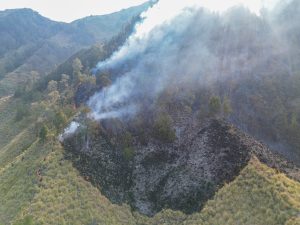 ブロモ山、山火事で全面閉鎖